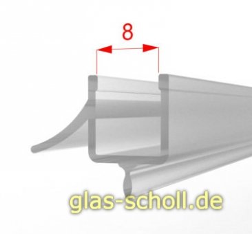 unteres SONDER-Wasserabweisprofil mit hoher 135° Lippe und EXTRA kurzer Dichtlippe nach unten (2010mm) für 8mm 