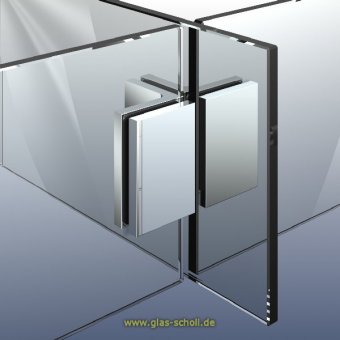 Flamea+ 90° Glas-Glas T-Winkelverbinder zweiseitig glanzverchromt