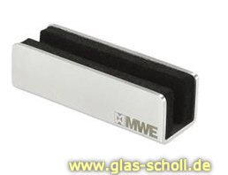 MWE Edelstahl Bodenführung Glas b=70 für 8mm Glasstärke