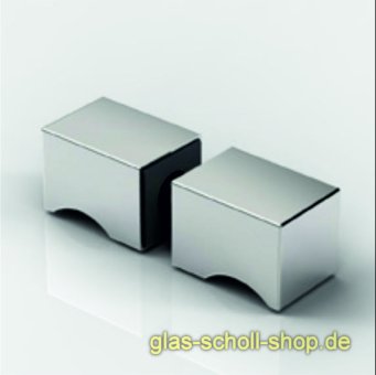 eckiger beidseitiger Glastürknopf  für 6-13,52 mm Glas für 12 mm Bohrung glanzverchromt