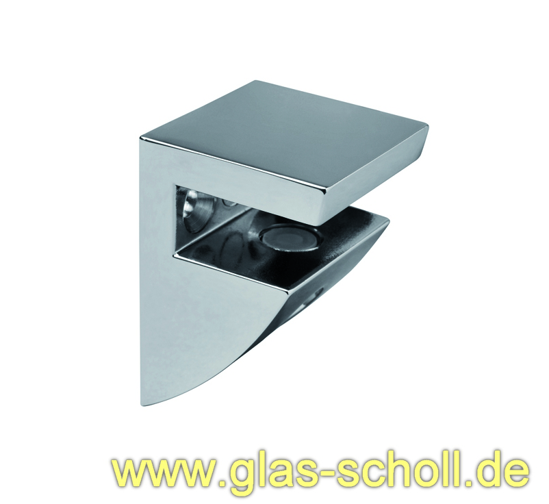 Glas Scholl | glanzverchromt 6-10mm Design-Glasplattenträger für rund Stipo Glas Webshop ums 30x30 Viertelkreis kaufen online | Artikel