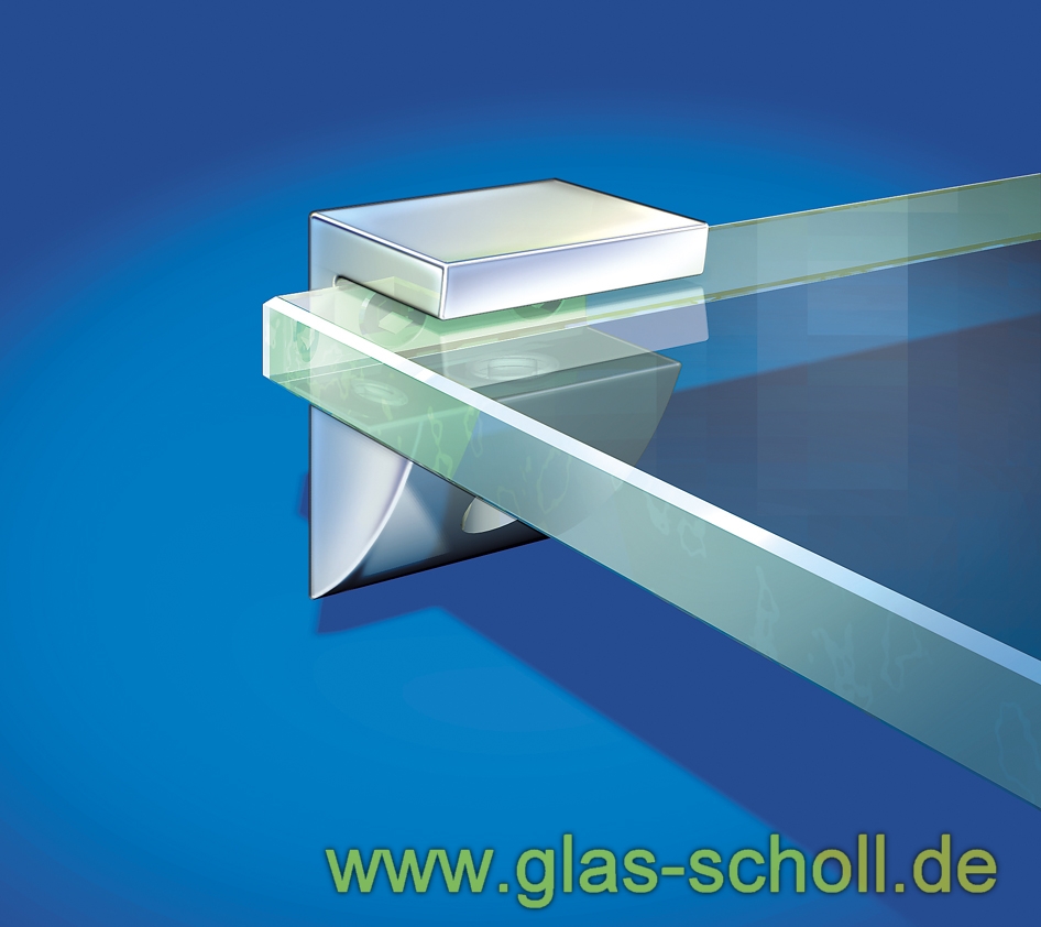 online 6-10mm glanzverchromt Design-Glasplattenträger Glas rund Webshop Viertelkreis | 30x30 Glas ums Scholl kaufen Stipo | für Artikel